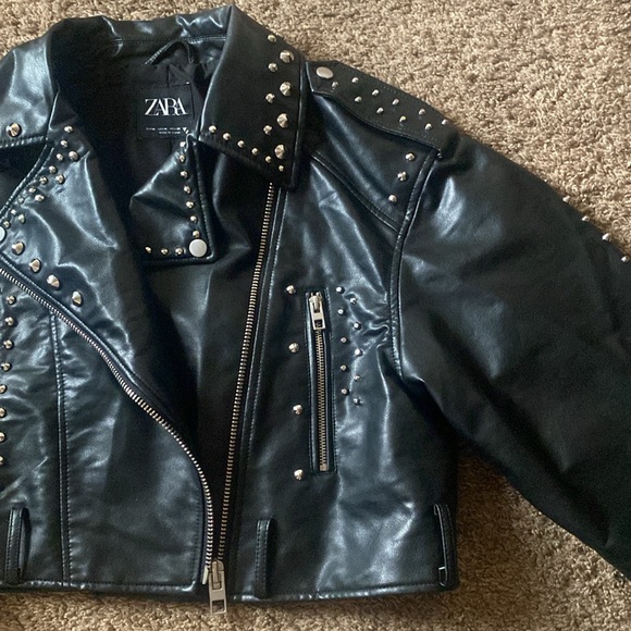 Zara | Cropped Studded Faux Leather Jacket - Picture 6 of 15